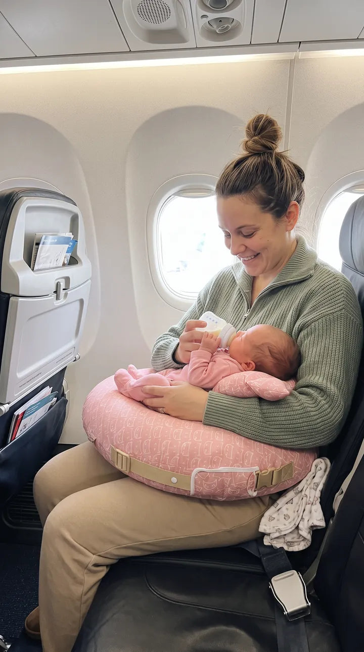 Bottle feeding on a flight